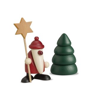 Ensemble miniature 5 pièces | Père Noël avec étoile et sapin
