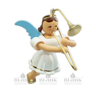 Floating angel with slide trombone, colored