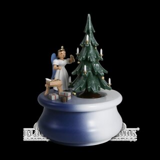 Carillon - Sogno di Natale con albero e angelo dalla lunga gonna, colorato