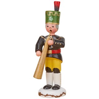 Original Hubrig folk art miner with Russian horn Erzgebirge