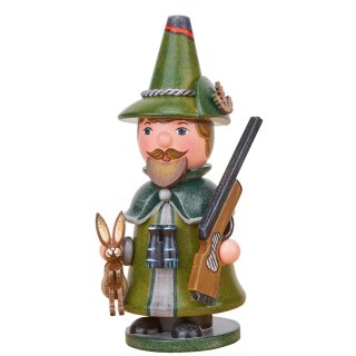 Original Hubrig folk art smoking gnome - hunter Erzgebirge