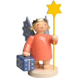 Korunovaný anděl s hvězdou a balíčkem