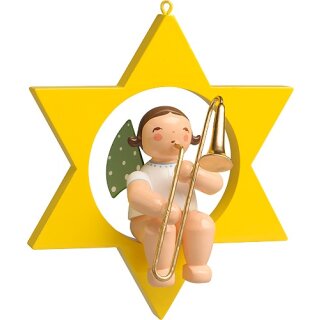 Angel with trombone, in a star