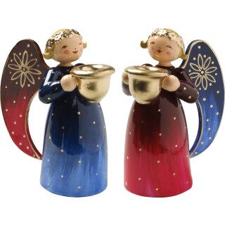 Angel richly painted, small, with light bowl/per piece