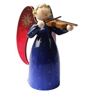 Angel richly painted, large, with violin, blue