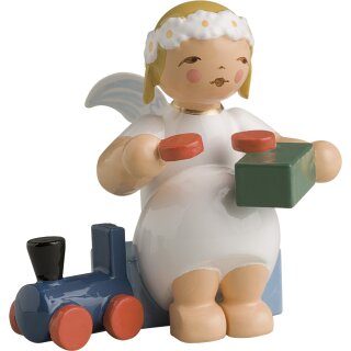 Marguerite angel, sedící, s železnicí