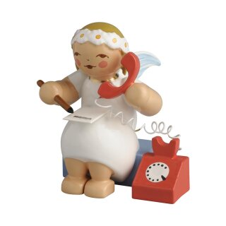 Marguerite angel, sitting, with telephone
