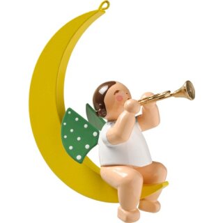 Angel with trumpet, in moon