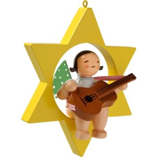 Angel with guitar, in star