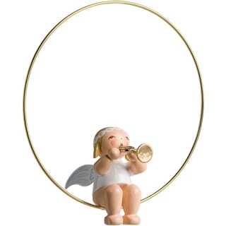 Vánoční anděl v kruhu, s trubkou