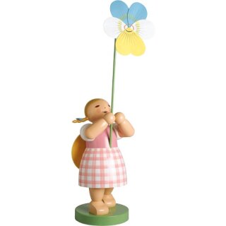 Bambino in fiore, grande, con viole, 92 cm