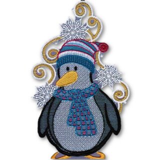 Window picture - penguin, blue