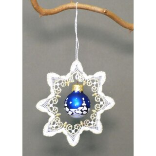 Pendant - star from lace inside ball, blue