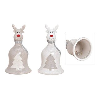 Bell moose with red nose made of ceramic Beige, white 2-fold