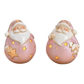 Lantern - Santa Claus made of porcelain pink/pink, assorted in 2 colors