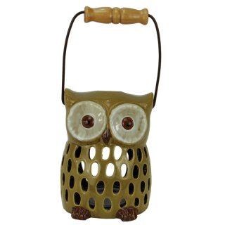 Lantern - owl with handle, beige