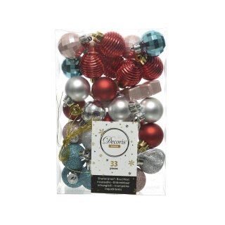 Ball mix shatterproof red/turquoise/silver/pink