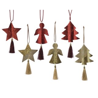 Iron star/angel/tree gold/red, 3 assorted