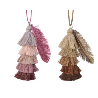 PES tassel with hanger, 2 assorted