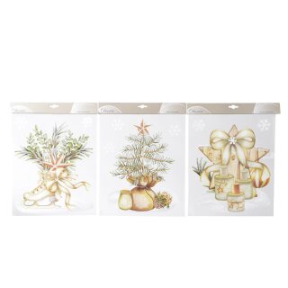 Window picture tree/candle/skate 34.5 x 28.5cm, 3 assorted