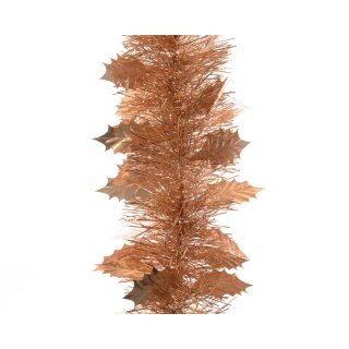 Tinsel leaf garland shiny/soft orange 270 cm