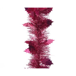 Ghirlanda di foglie di orpello lucide/rosa 270 cm
