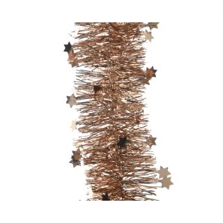 Tinsel star garland shiny/copper 270 cm