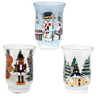 Tealight cup nutcracker, Seiffen, smoking snowman, large, assorted in 3 colors