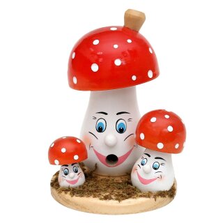Figura fumante - Famiglia di funghi con volto, colorata