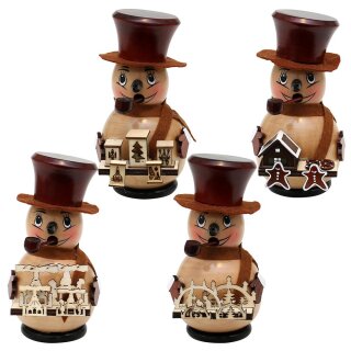Kuřácká figurka - Sněhulák Benny vánoční prodavač, různé ve 4 barvách