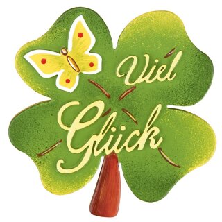 Original Hubrig folk art magnet pin - clover leaf Erzgebirge