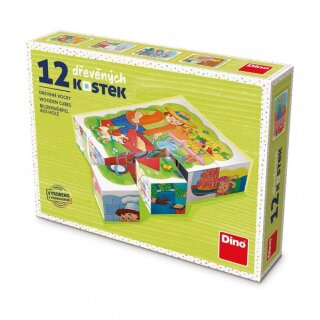 12s wooden pictures cube with everyday pictures for learning