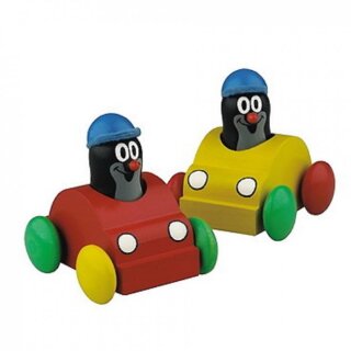Wooden car to press - The little mole, 2 assorted