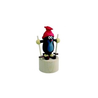 Wooden push figure - The little mole with skis
