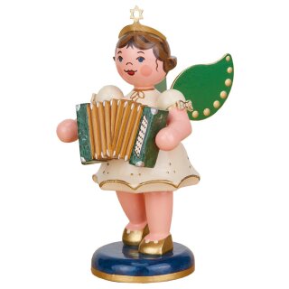 Original Hubrig folk art angel with accordion Erzgebirge