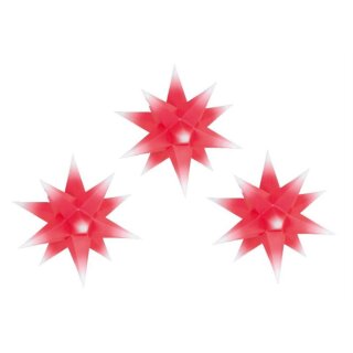 set of 3 paper Advent stars - red core with white tip, 17 cm