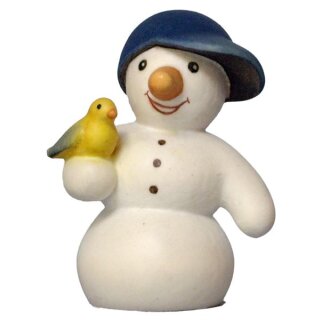 Snowman with bird 7 cm