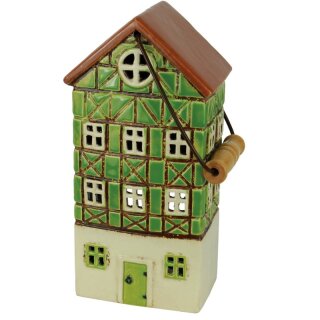 Lucerna - domeček s rukojetí, zelená