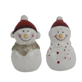 Ceramic snowman, 2 assorted