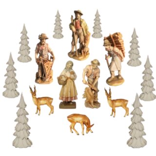 \Ensemble de la forêt avec figurines et cerfs + 8 arbres\