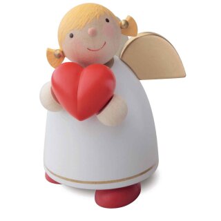 Guardian angel with heart, white, 8cm