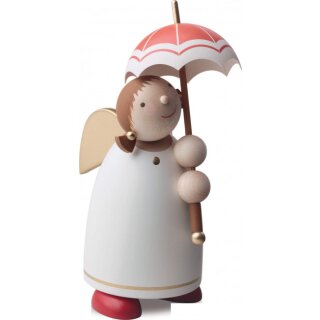 Angelo custode con ombrello, beige, 8 cm
