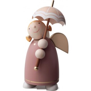 \Ange gardien avec parapluie en bois de rose de 8 cm : une protection divine à portée de main\