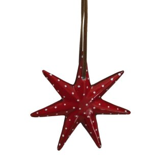 Pendant - star 7 points made of ceramic, red