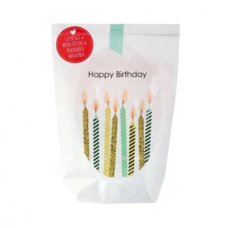Sacchetto portaconfetti con candele di buon compleanno