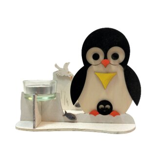 Tealight holder - penguin, original Erzgebirge