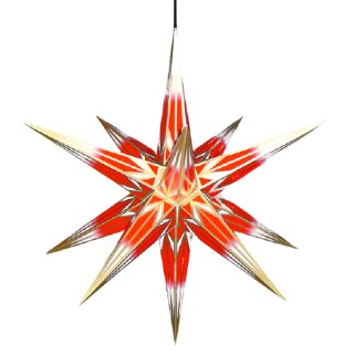 Haßlauer ster buiten, rood/wit met goudpatroon