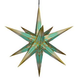 Étoile Haßlauer extérieur, turquoise menthe blanche avec motif doré
