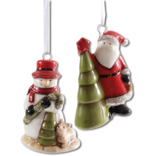Hanger - Sneeuwpop/Santa Claus, assorti in 2 kleuren