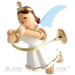 Floating angel with French horn, colored